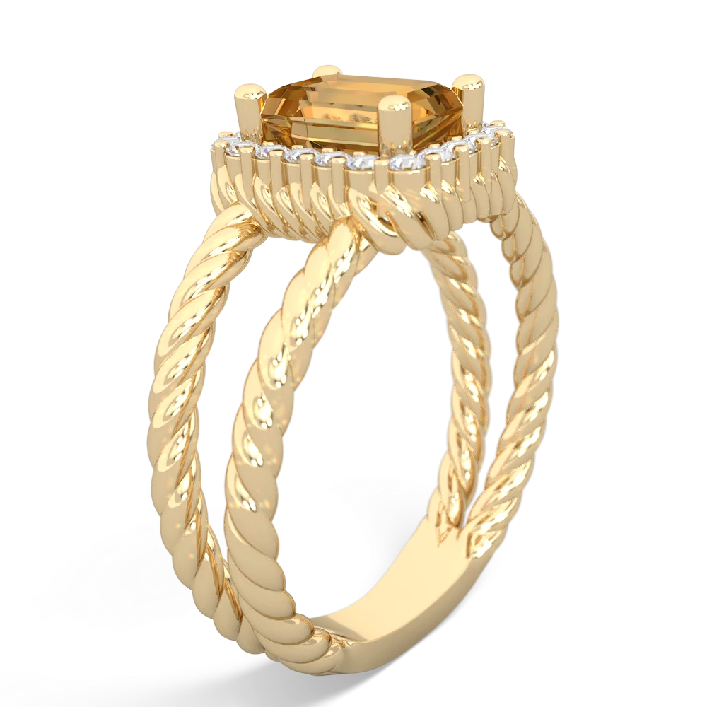 Citrine Rope Split Band 14K Yellow Gold ring R2628