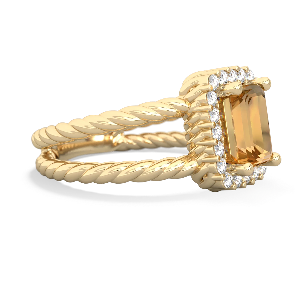 Citrine Rope Split Band 14K Yellow Gold ring R2628