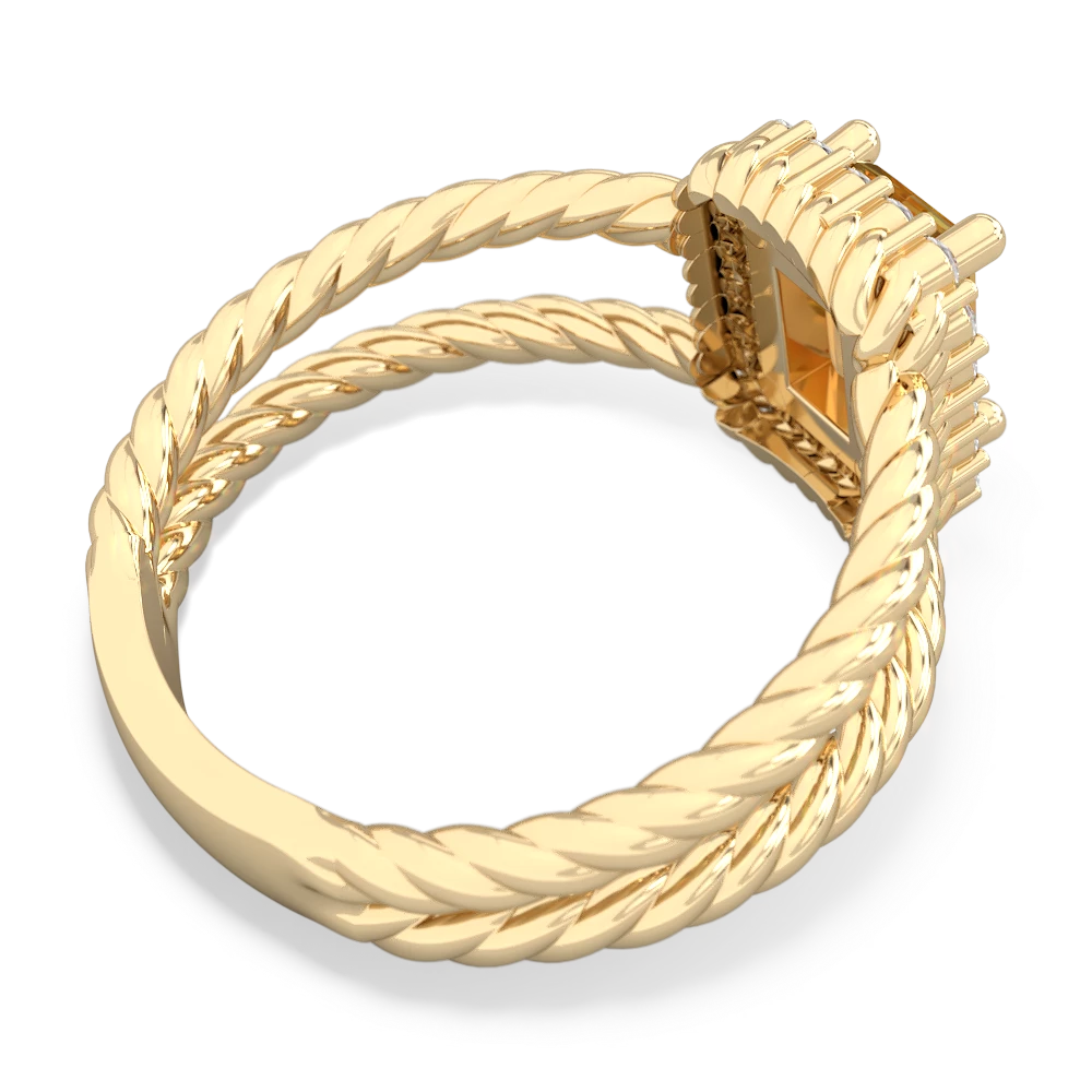 Citrine Rope Split Band 14K Yellow Gold ring R2628