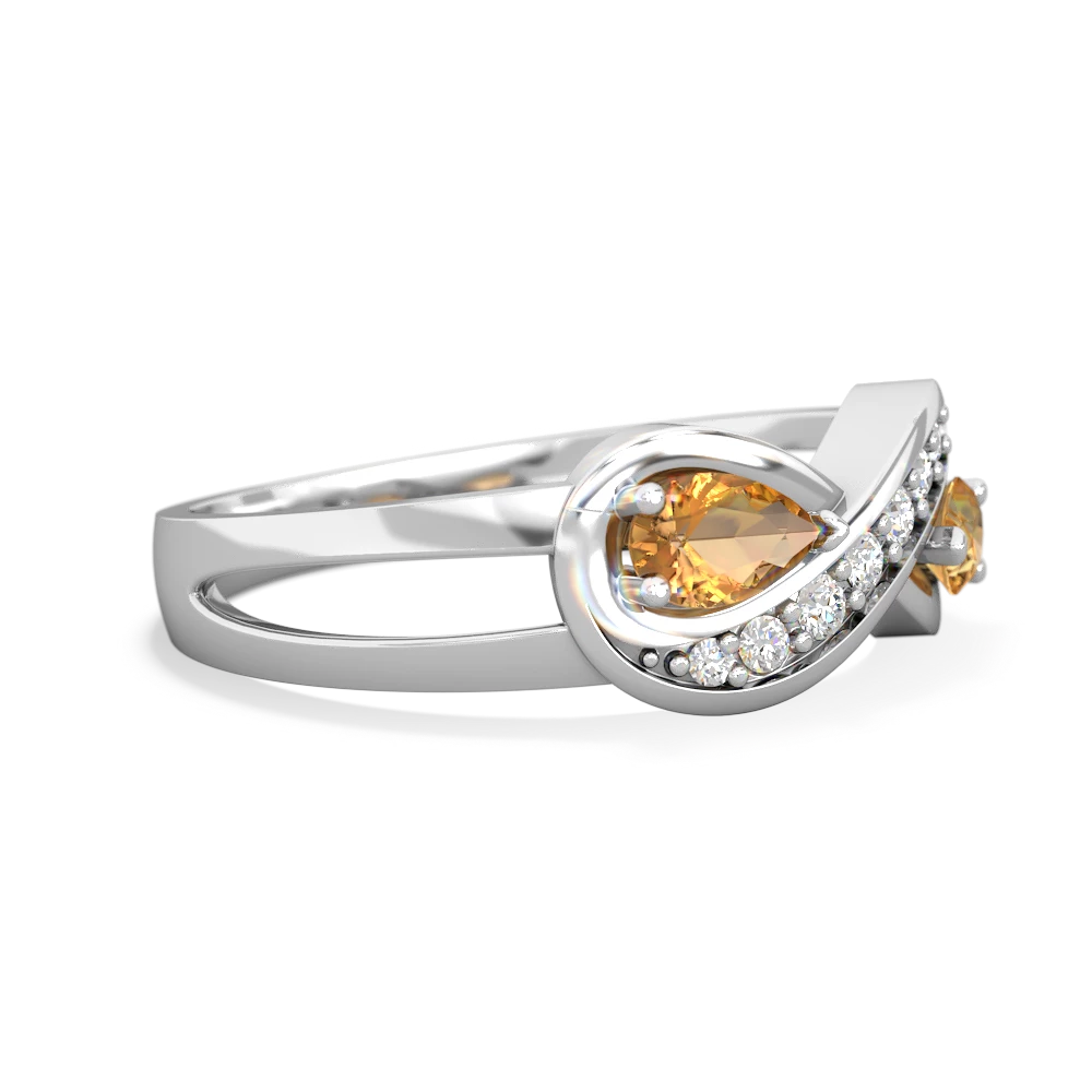 Citrine Diamond Infinity 14K White Gold ring R5390