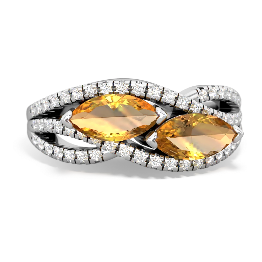 Citrine Diamond Rivers 14K White Gold ring R3070