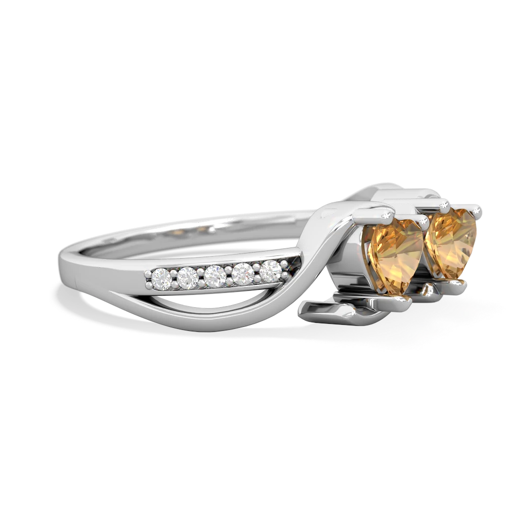 Citrine Side By Side 14K White Gold ring R3090