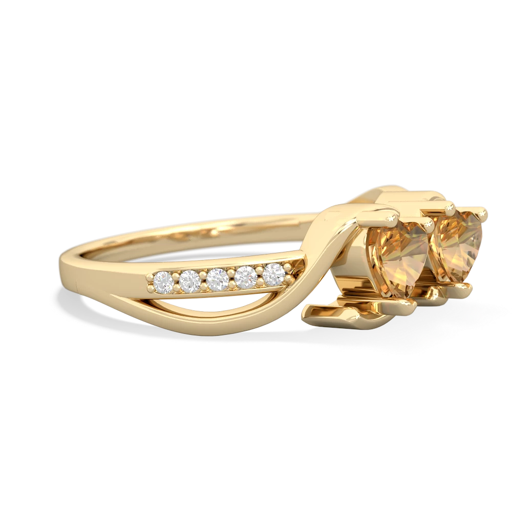 Citrine Side By Side 14K Yellow Gold ring R3090