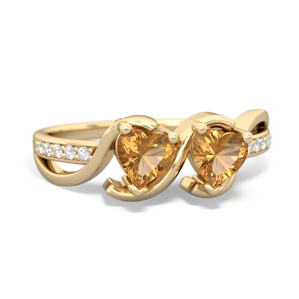 Citrine Side By Side 14K Yellow Gold ring R3090