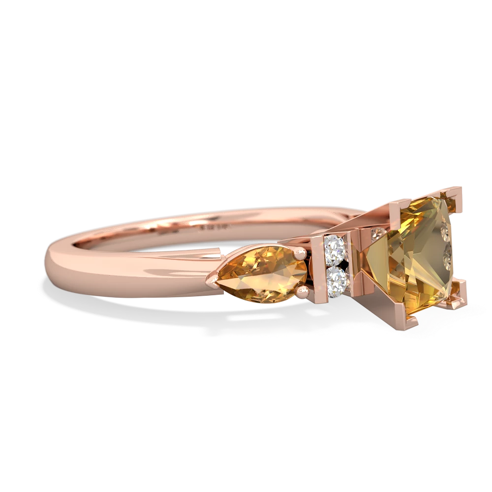 Citrine 6Mm Princess Eternal Embrace Engagement 14K Rose Gold ring C2002
