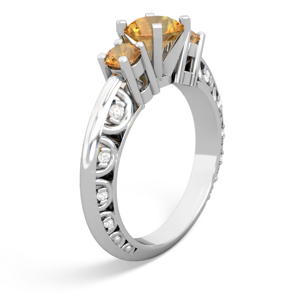 Citrine Art Deco Eternal Embrace Engagement 14K White Gold ring C2003