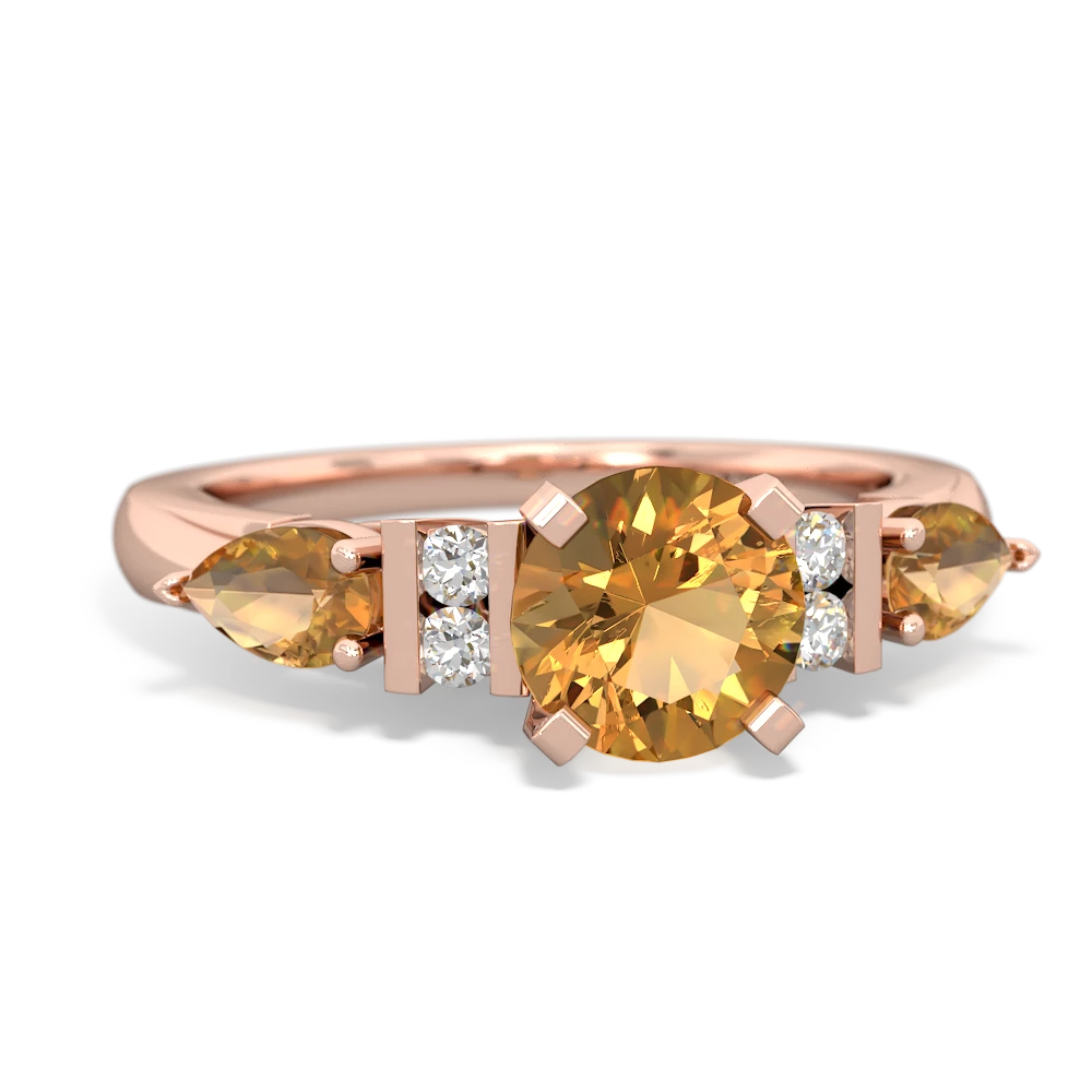 Citrine 6Mm Round Eternal Embrace Engagement 14K Rose Gold ring R2005