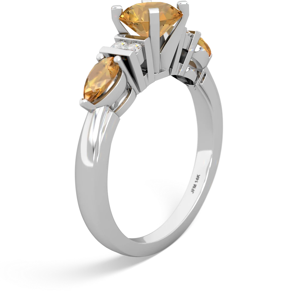 Citrine 6Mm Round Eternal Embrace Engagement 14K White Gold ring R2005