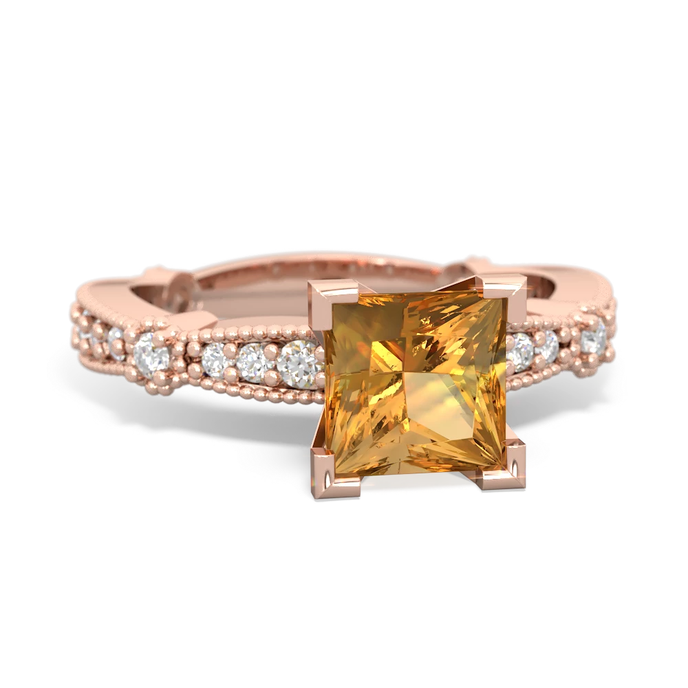 Citrine Sparkling Tiara 6Mm Princess 14K Rose Gold ring R26296SQ