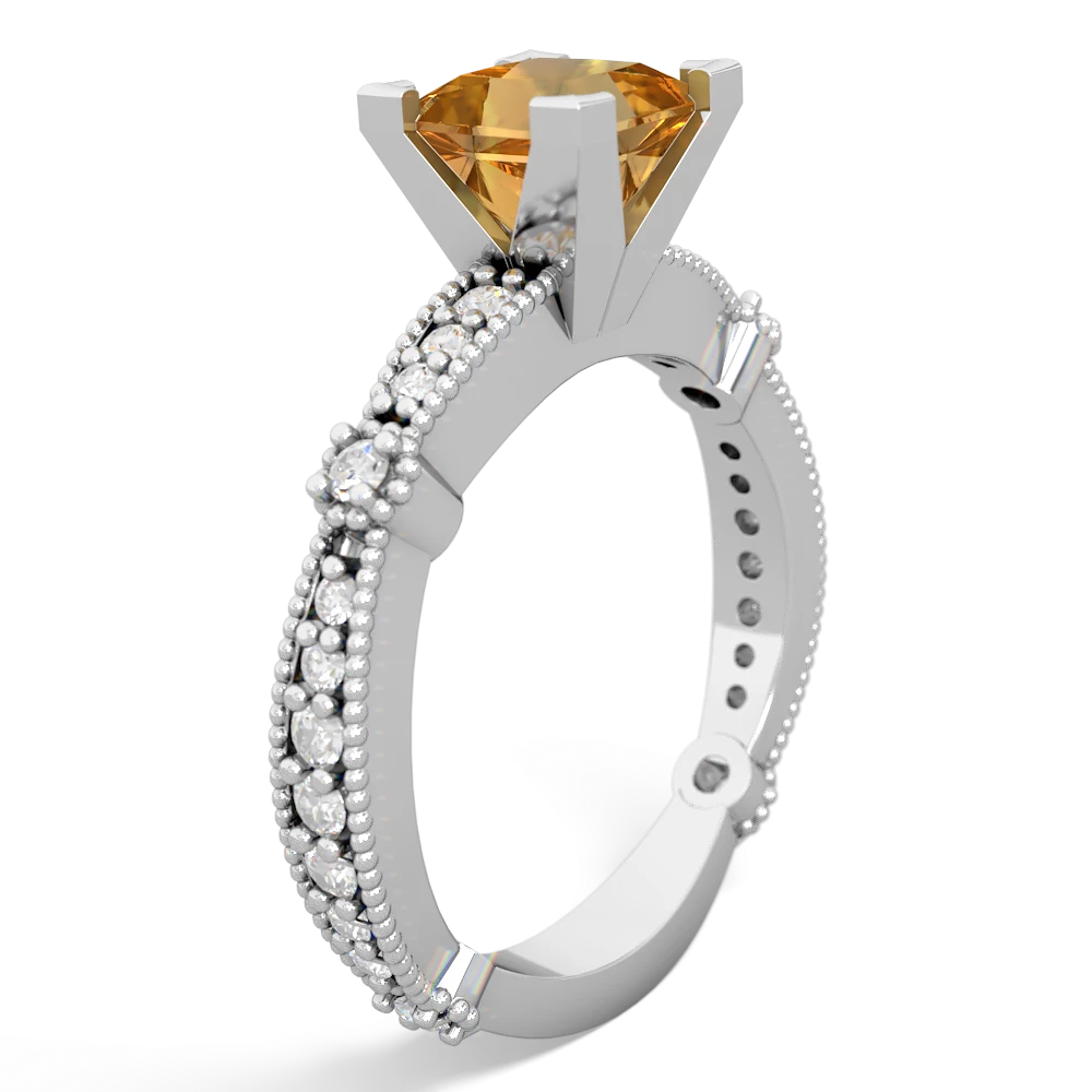 Citrine Sparkling Tiara 6Mm Princess 14K White Gold ring R26296SQ
