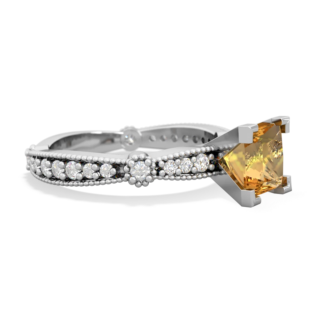 Citrine Sparkling Tiara 6Mm Princess 14K White Gold ring R26296SQ