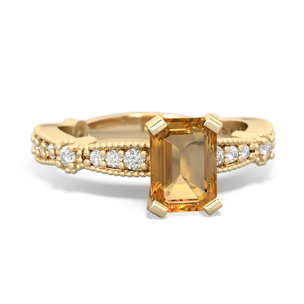 Citrine Sparkling Tiara 7X5mm Emerald-Cut 14K Yellow Gold ring R26297EM