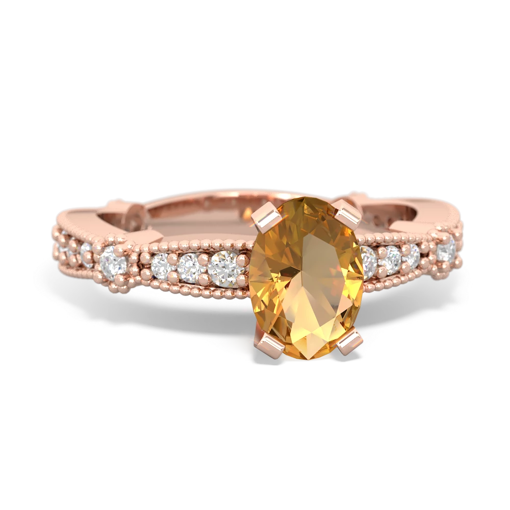 Citrine Sparkling Tiara 7X5mm Oval 14K Rose Gold ring R26297VL