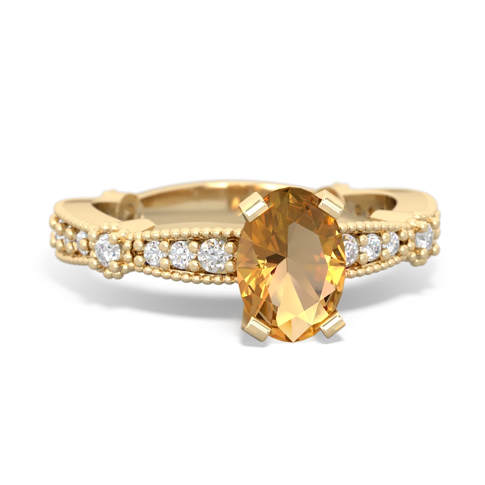 Citrine Sparkling Tiara 7X5mm Oval 14K Yellow Gold ring R26297VL