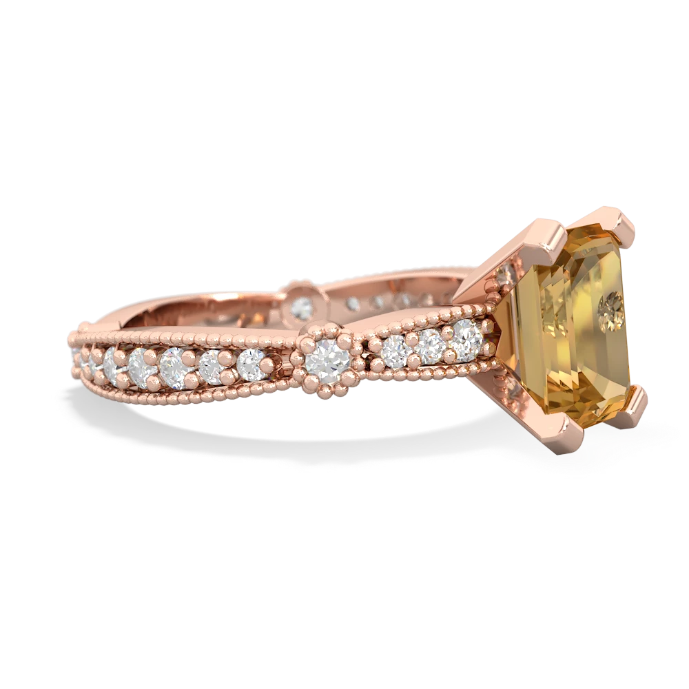 Citrine Sparkling Tiara 8X6 Emerald-Cut 14K Rose Gold ring R26298EM