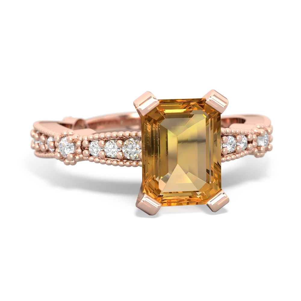 Citrine Sparkling Tiara 8X6 Emerald-Cut 14K Rose Gold ring R26298EM