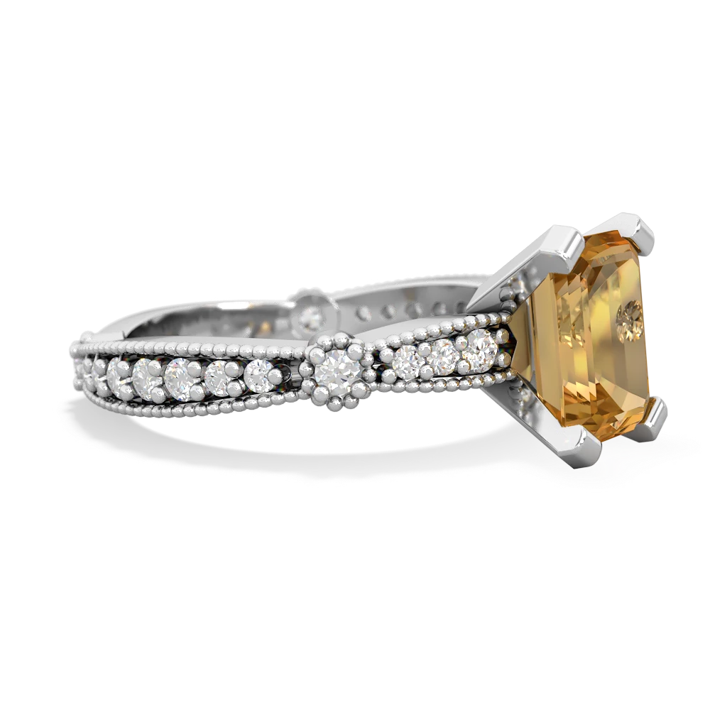 Citrine Sparkling Tiara 8X6 Emerald-Cut 14K White Gold ring R26298EM