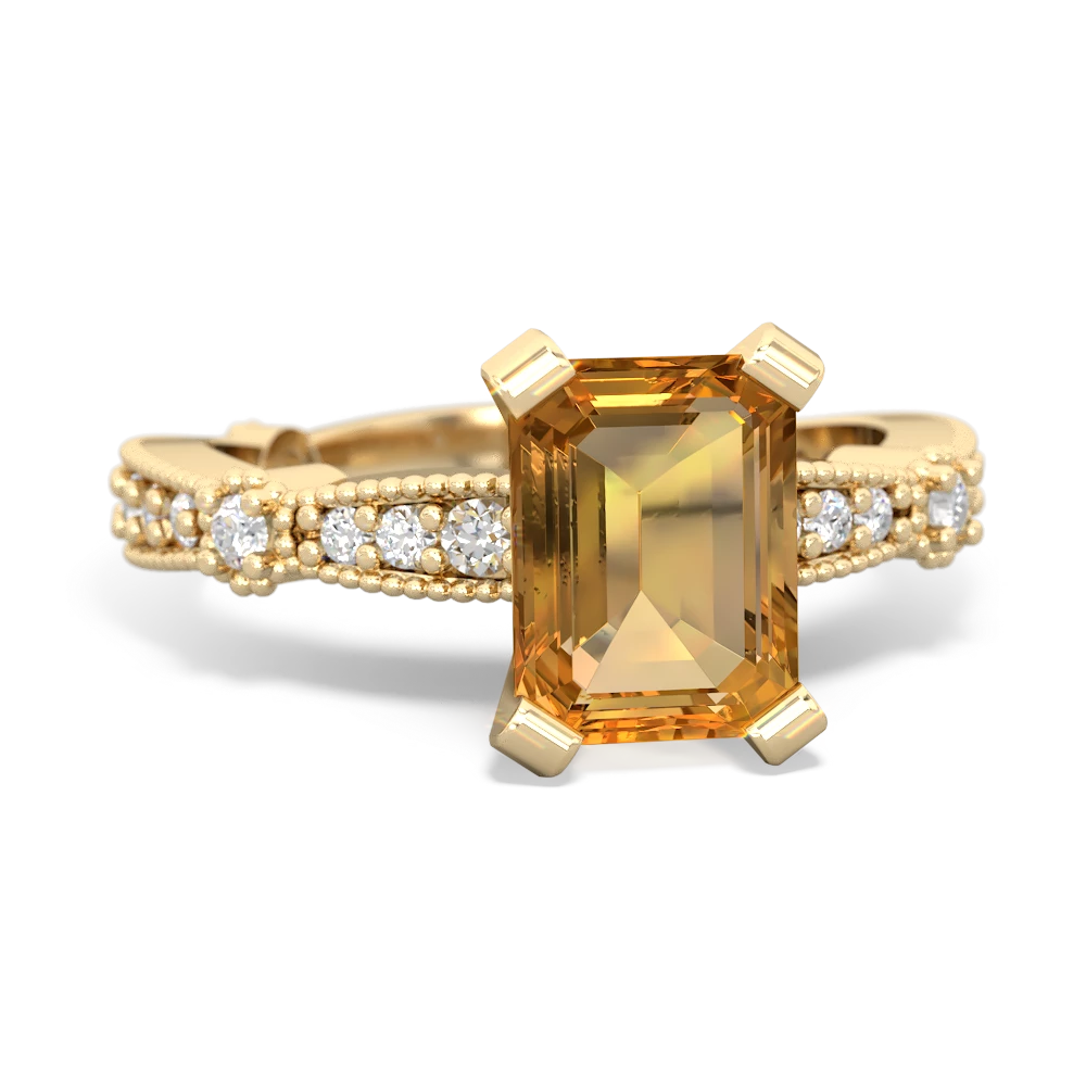 Citrine Sparkling Tiara 8X6 Emerald-Cut 14K Yellow Gold ring R26298EM