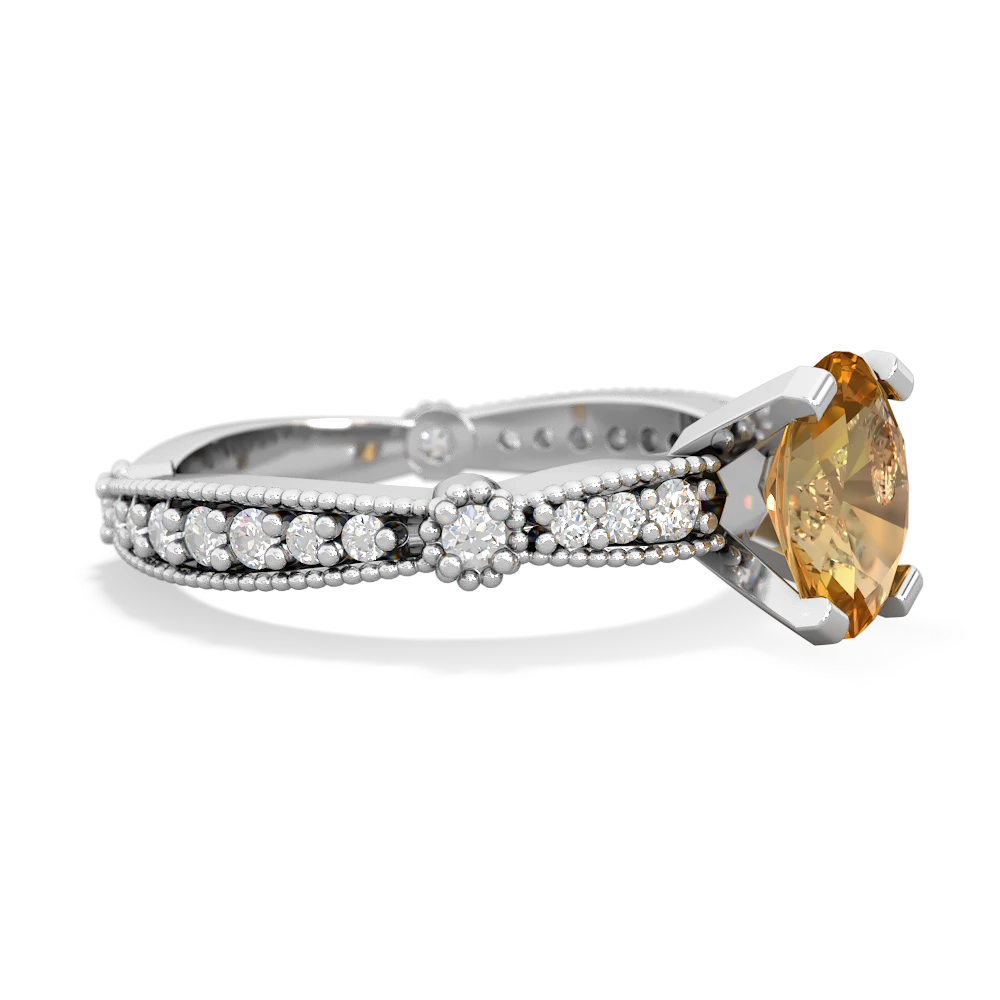 Citrine Sparkling Tiara 8X6 Oval 14K White Gold ring R26298VL