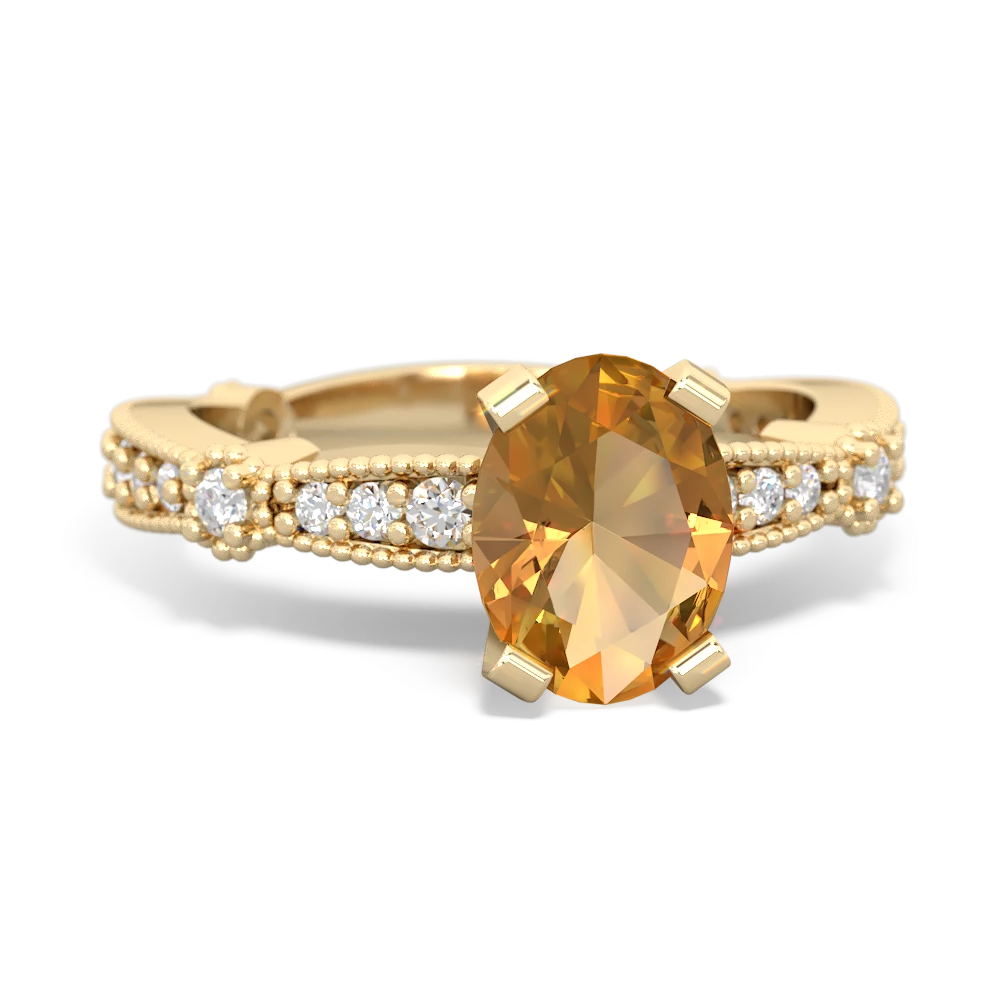 Citrine Sparkling Tiara 8X6 Oval 14K Yellow Gold ring R26298VL