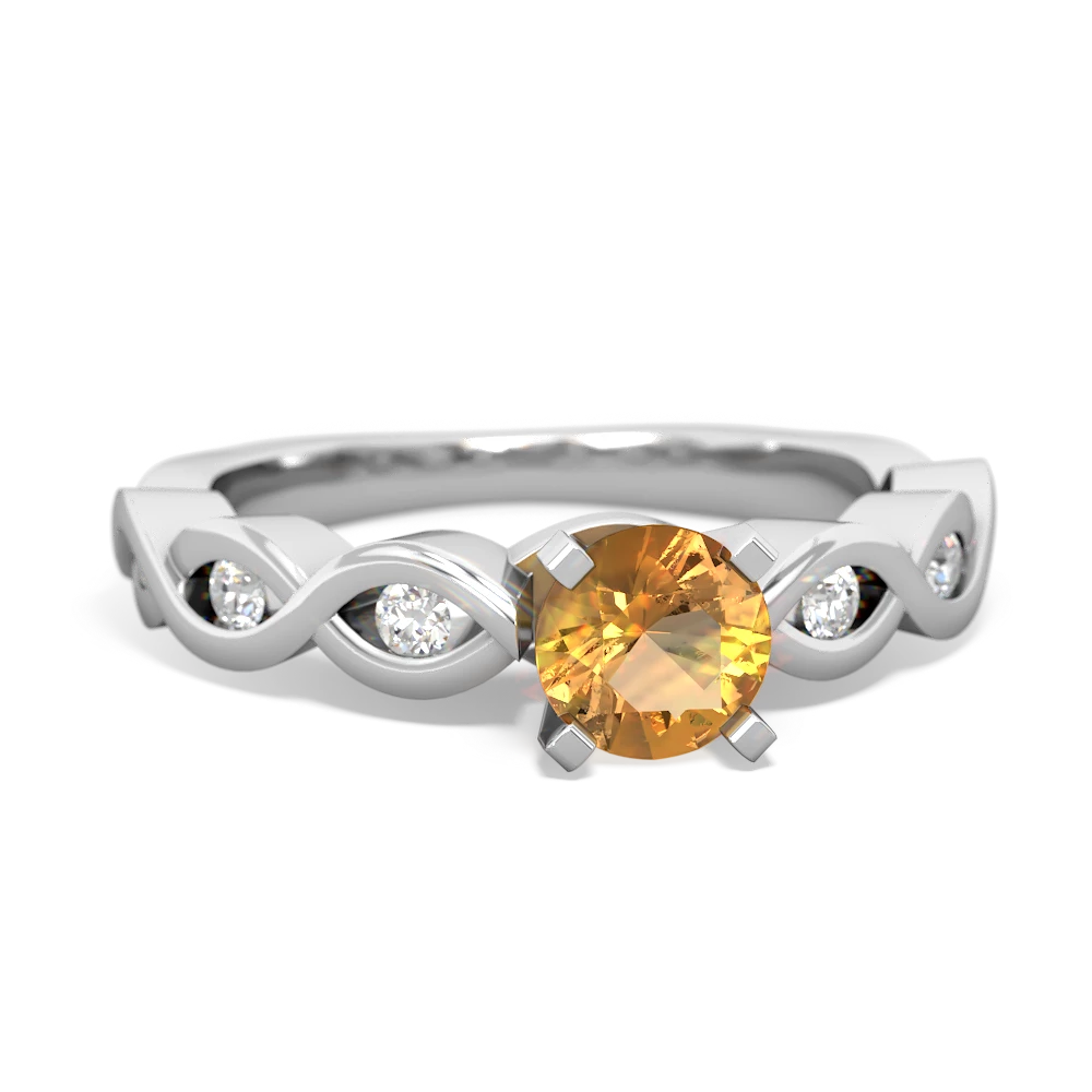 Citrine Infinity 5Mm Round Engagement 14K White Gold ring R26315RD