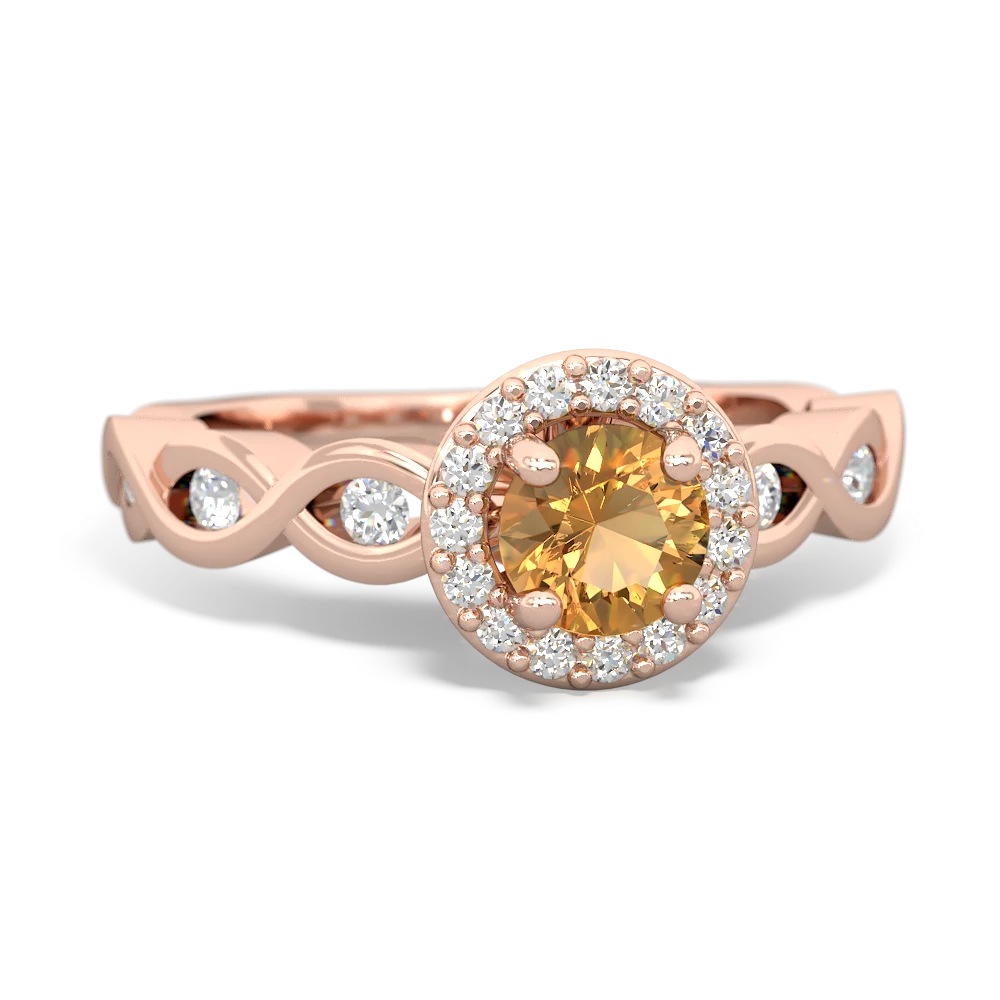 Citrine Infinity Halo Engagement 14K Rose Gold ring R26315RH