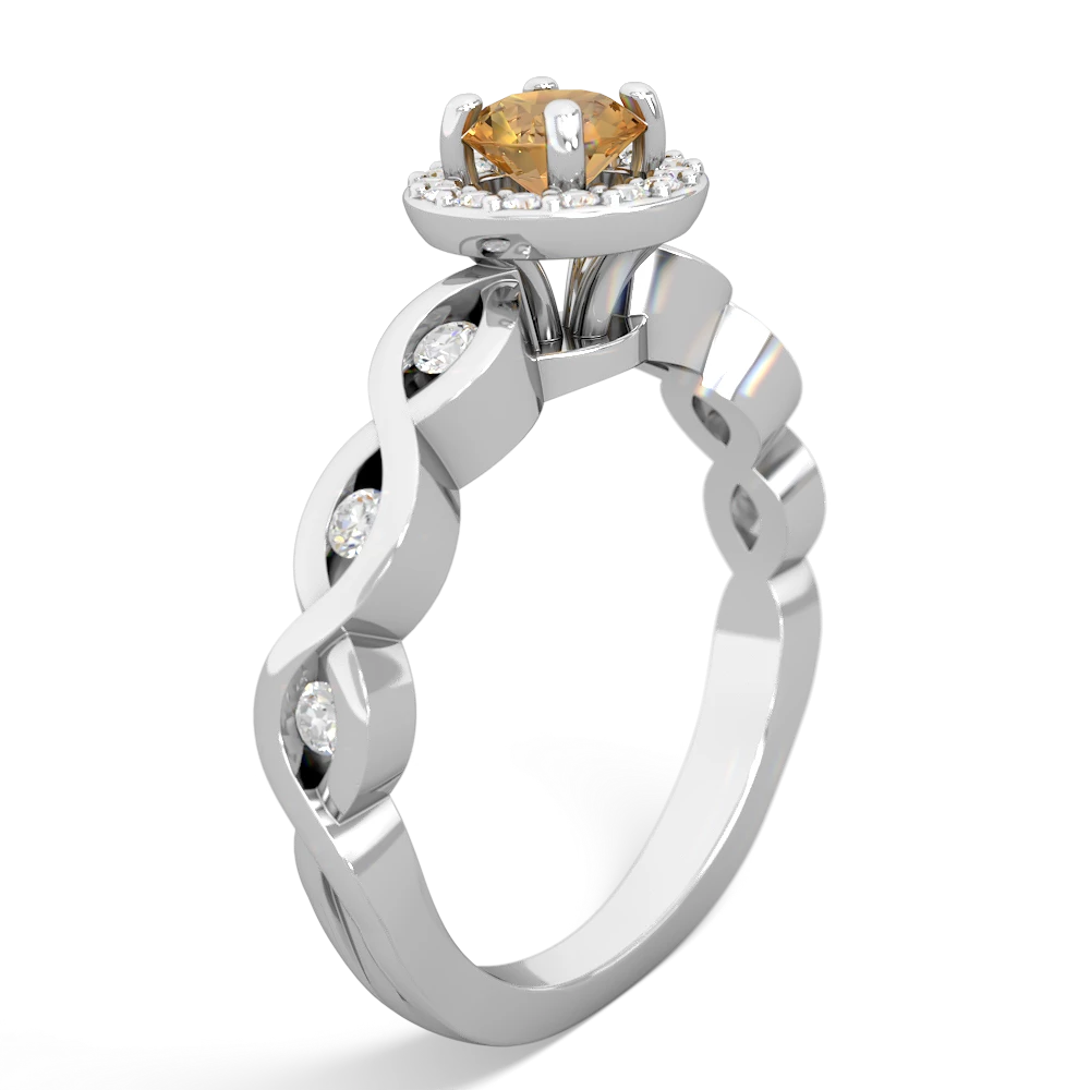 Citrine Infinity Halo Engagement 14K White Gold ring R26315RH