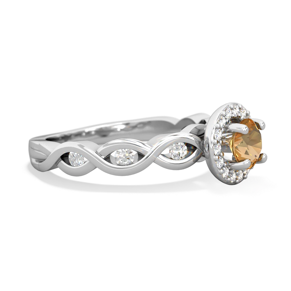 Citrine Infinity Halo Engagement 14K White Gold ring R26315RH