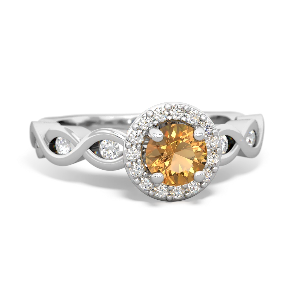 Citrine Infinity Halo Engagement 14K White Gold ring R26315RH