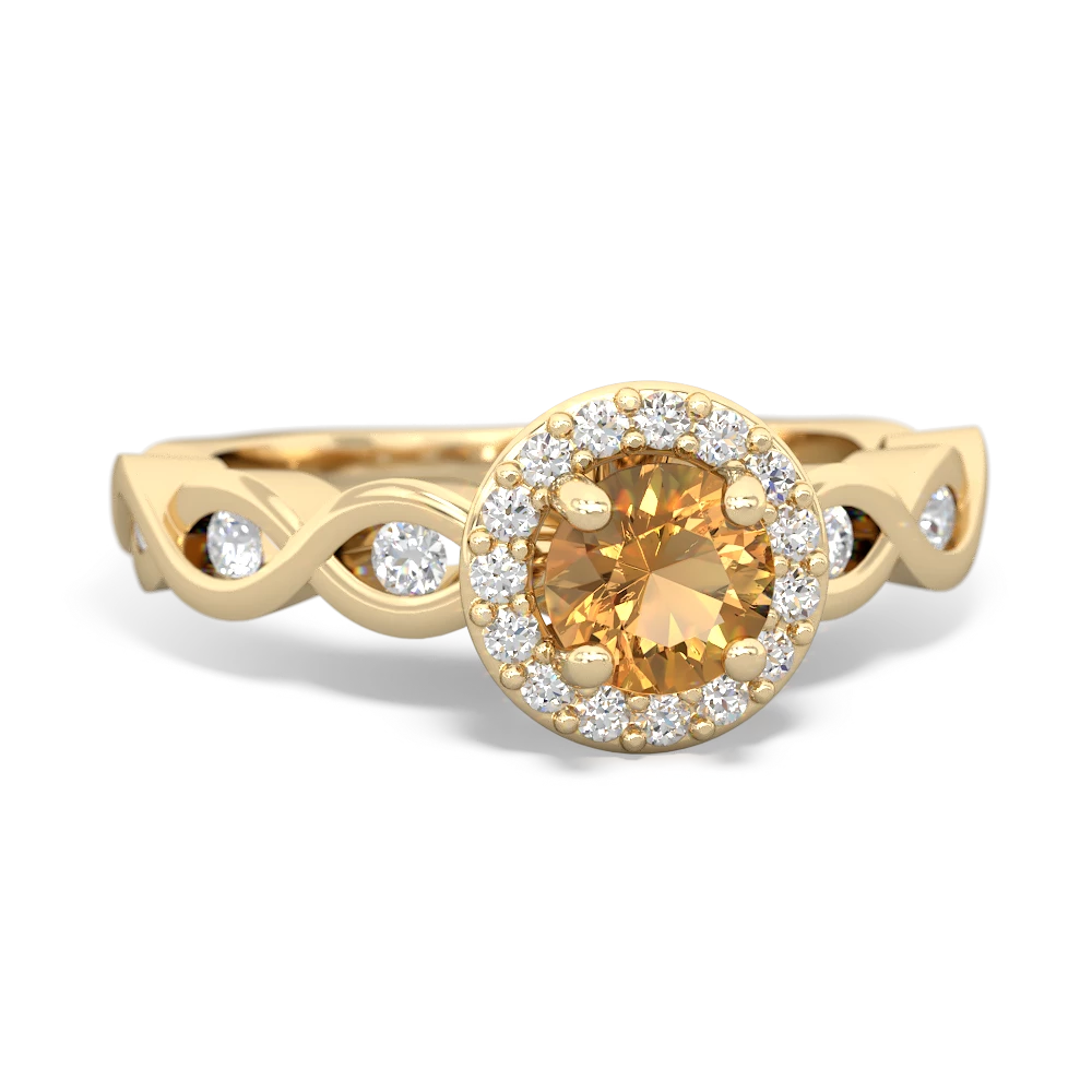 Citrine Infinity Halo Engagement 14K Yellow Gold ring R26315RH