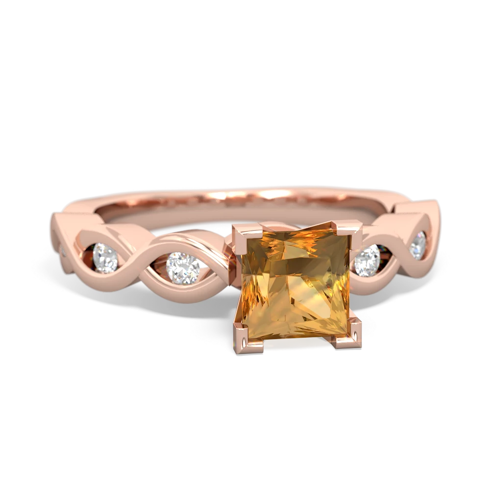 Citrine Infinity 5Mm Square Engagement 14K Rose Gold ring R26315SQ