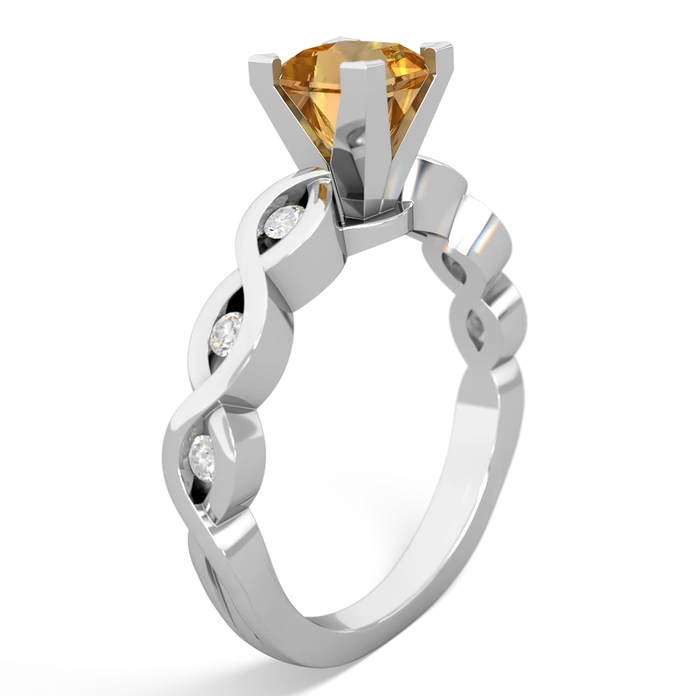 Citrine Infinity 5Mm Square Engagement 14K White Gold ring R26315SQ
