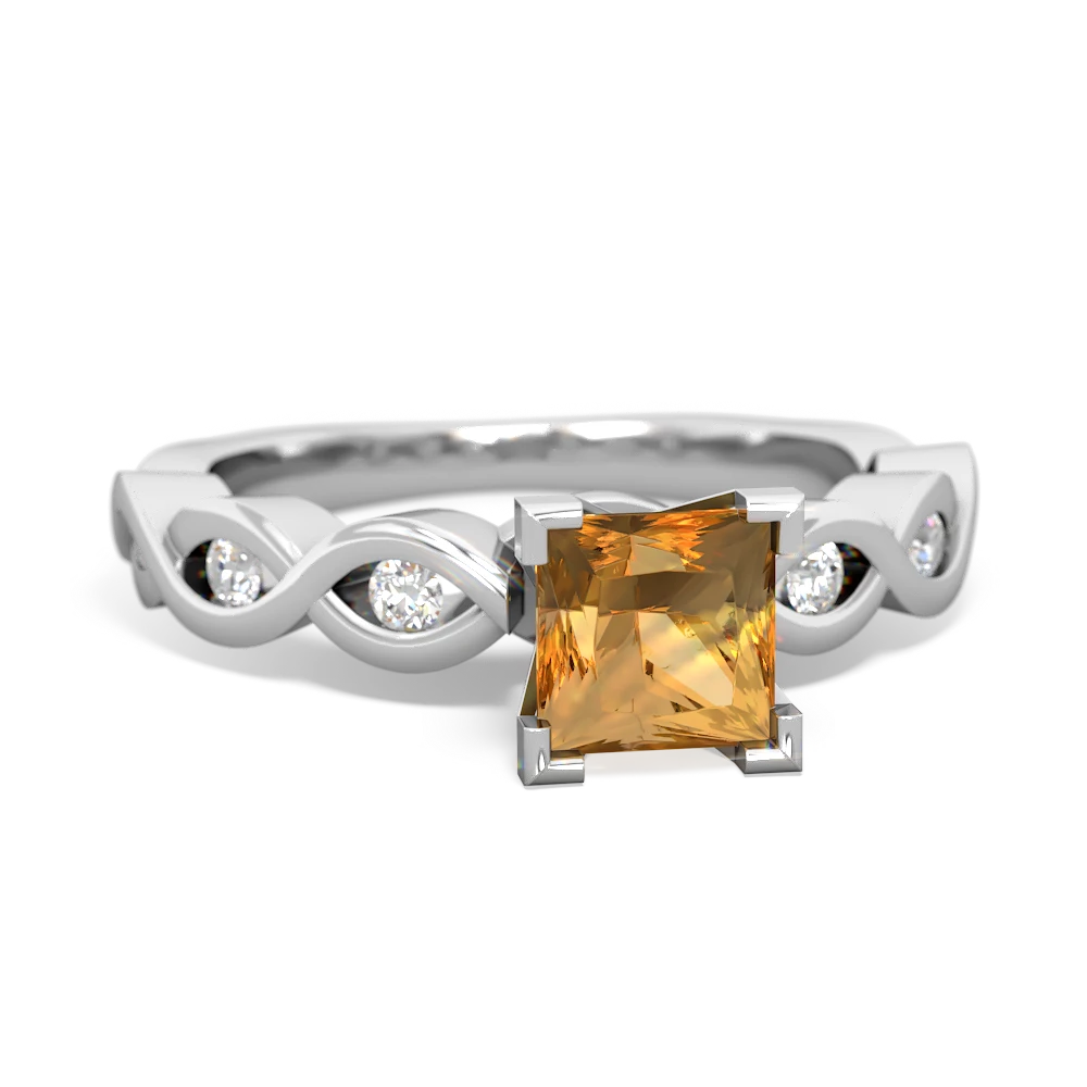 Citrine Infinity 5Mm Square Engagement 14K White Gold ring R26315SQ