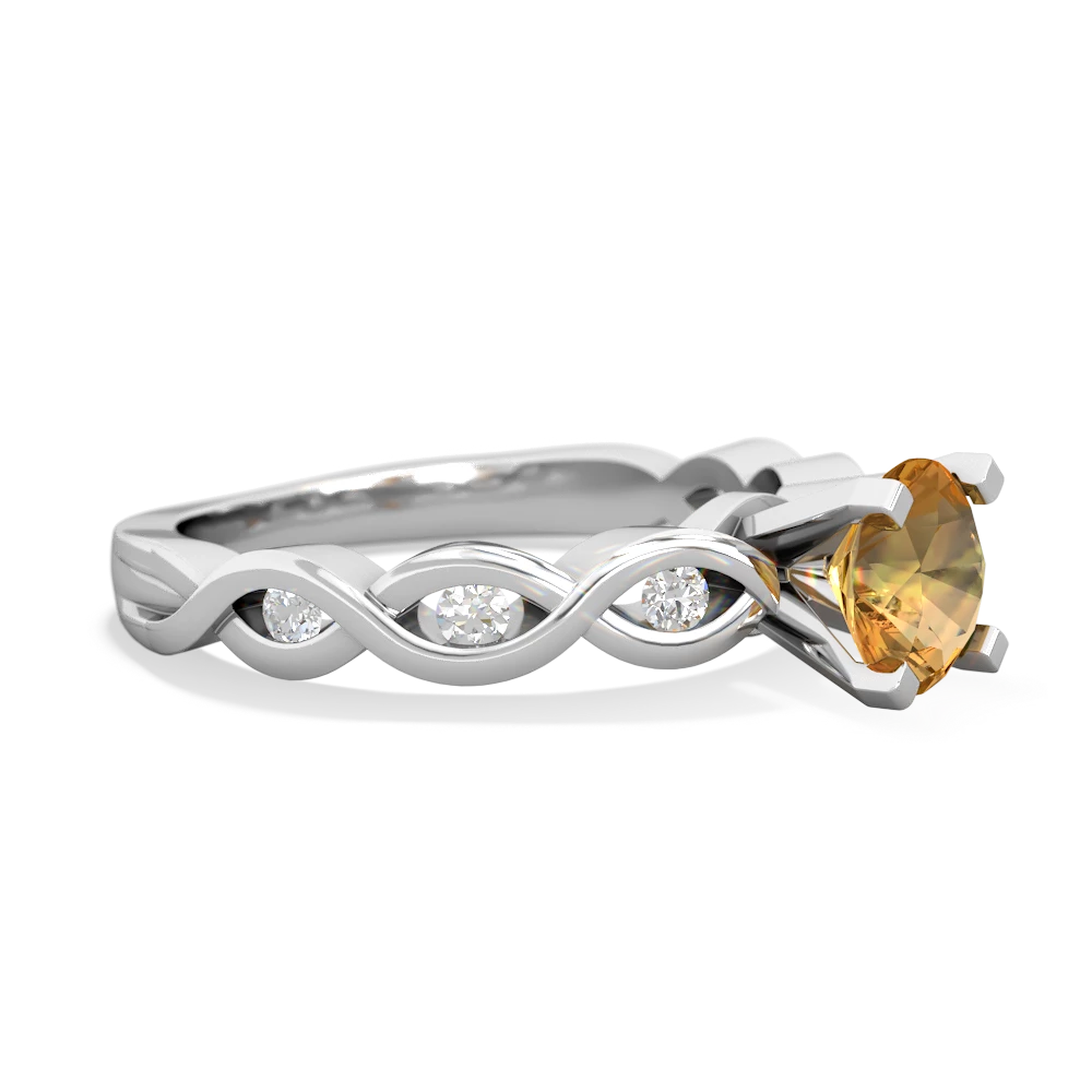 Citrine Infinity 6Mm Round Engagement 14K White Gold ring R26316RD