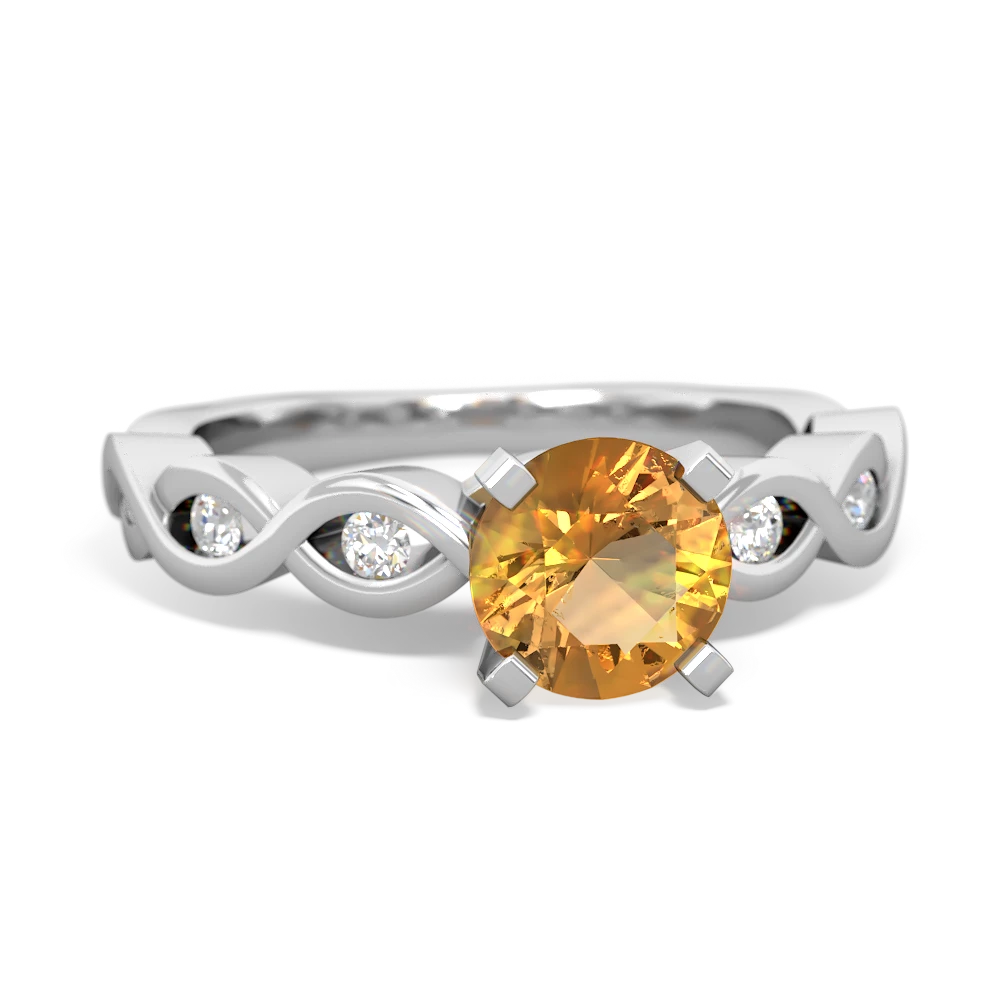 Citrine Infinity 6Mm Round Engagement 14K White Gold ring R26316RD