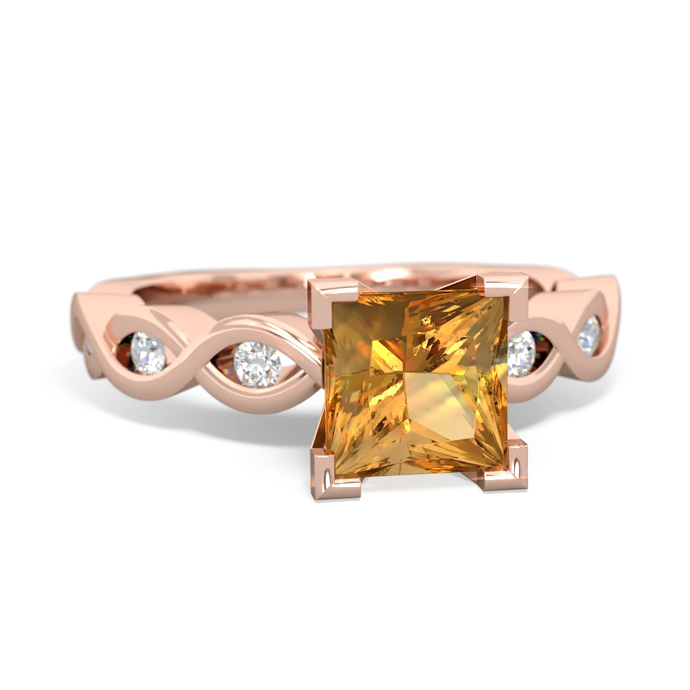 Citrine Infinity 6Mm Princess Engagement 14K Rose Gold ring R26316SQ