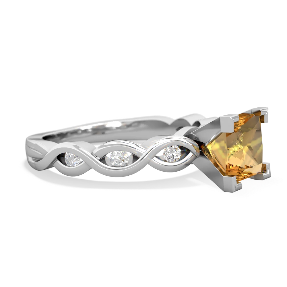 Citrine Infinity 6Mm Princess Engagement 14K White Gold ring R26316SQ