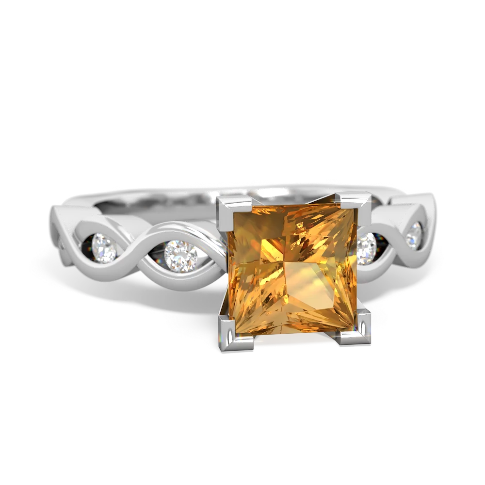 Citrine Infinity 6Mm Princess Engagement 14K White Gold ring R26316SQ