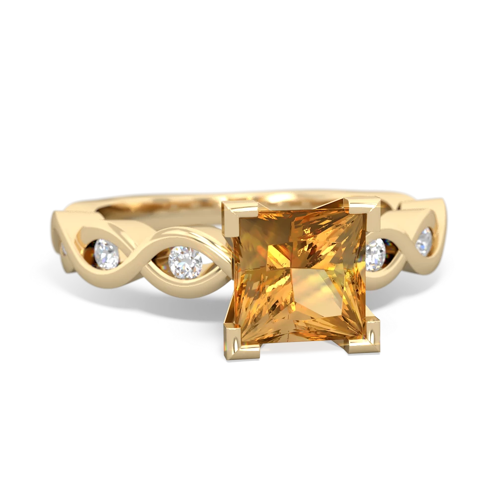 Citrine Infinity 6Mm Princess Engagement 14K Yellow Gold ring R26316SQ
