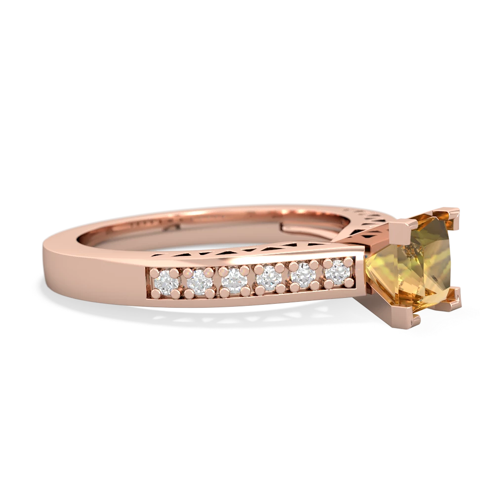 Citrine Art Deco Engagement 5Mm Square 14K Rose Gold ring R26355SQ