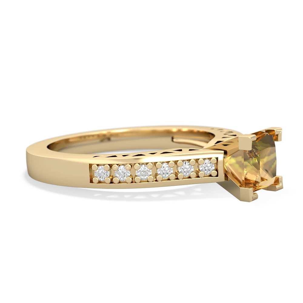 Citrine Art Deco Engagement 5Mm Square 14K Yellow Gold ring R26355SQ