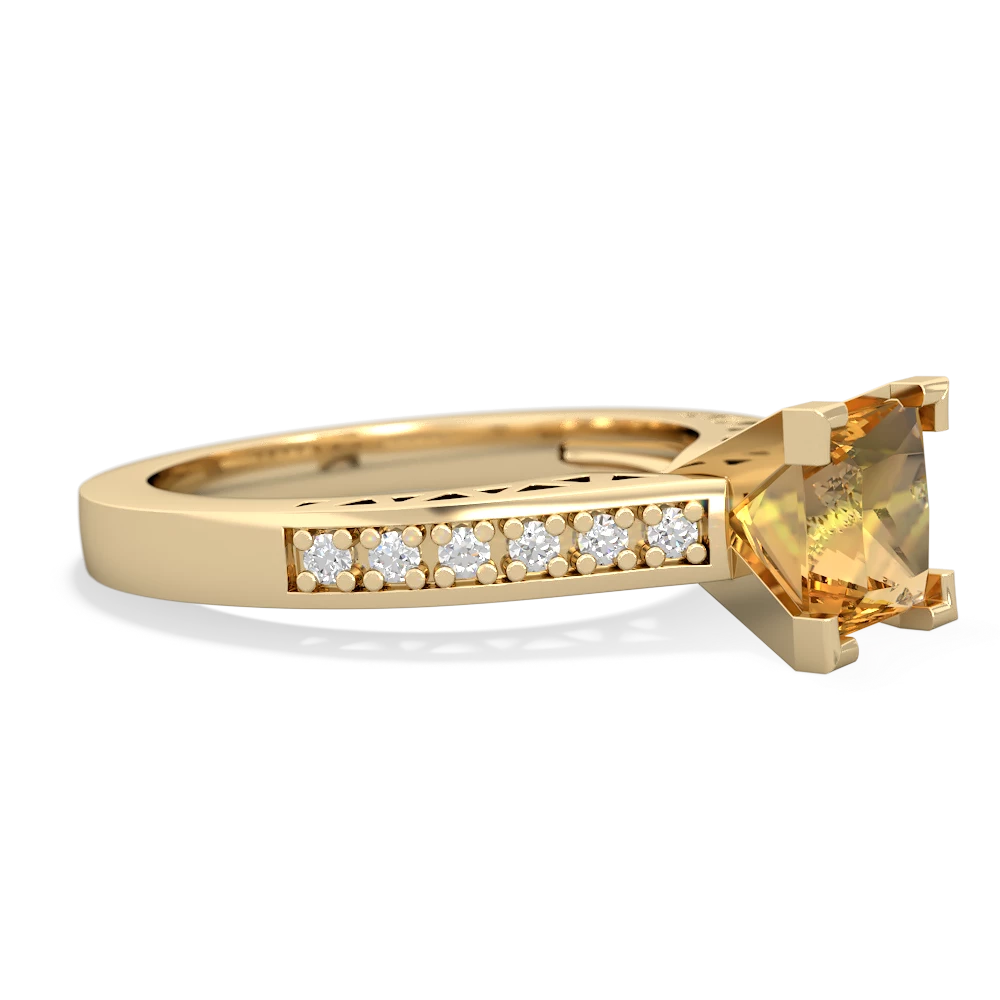Citrine Art Deco Engagement 6Mm Princess 14K Yellow Gold ring R26356SQ