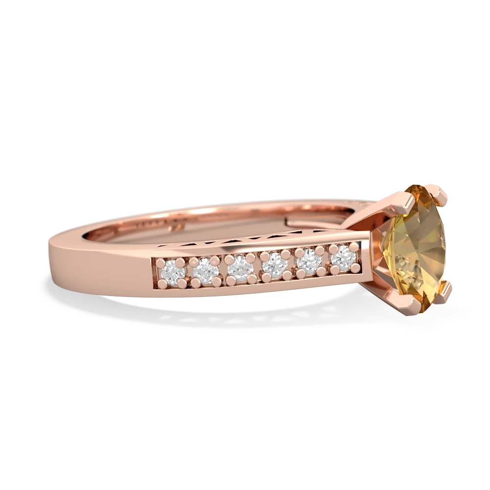 Citrine Art Deco Engagement 7X5mm Oval 14K Rose Gold ring R26357VL