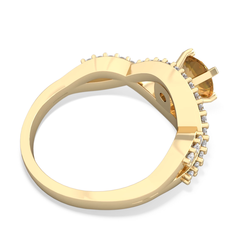Citrine Diamond Twist 14K Yellow Gold ring R26406RD