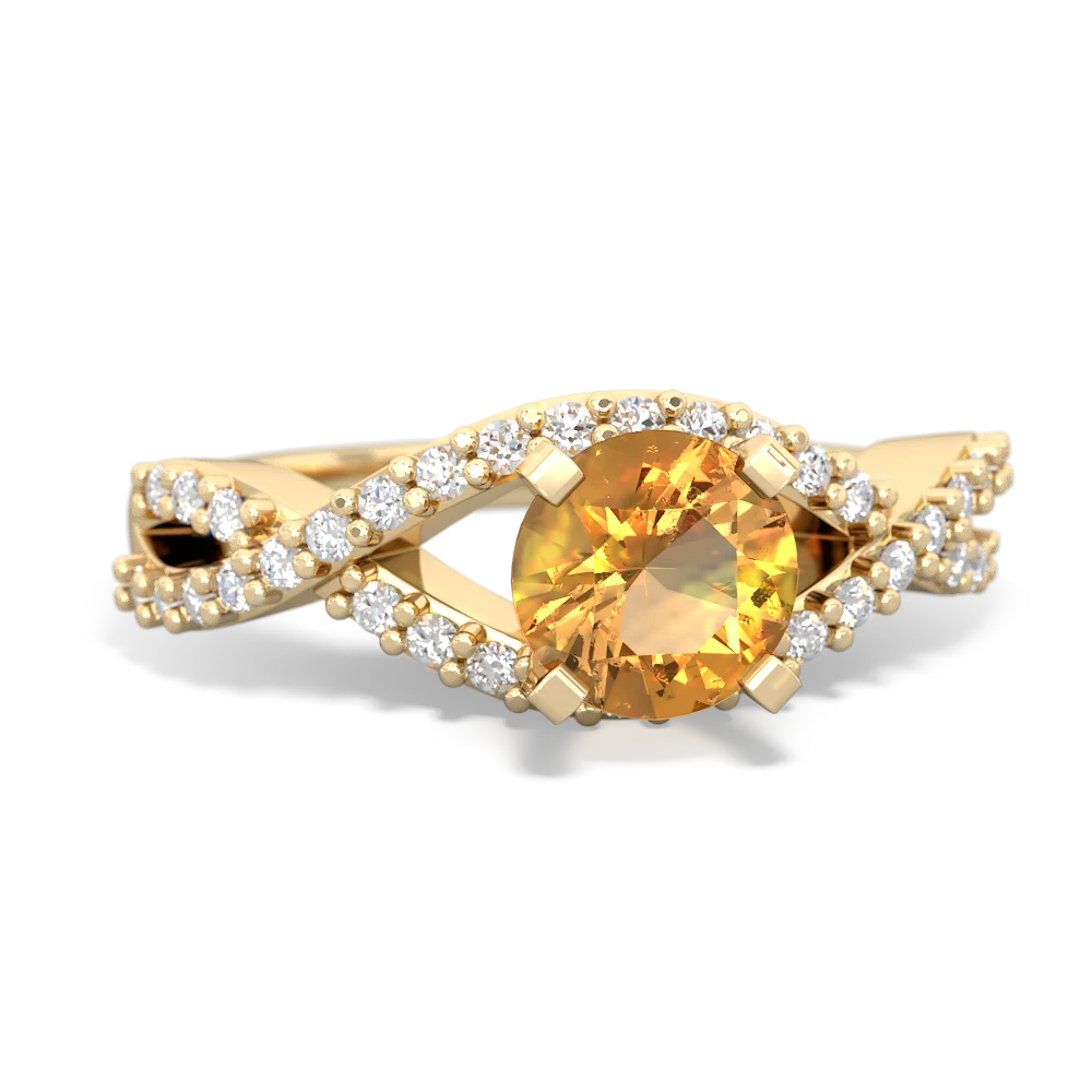 Citrine Diamond Twist 14K Yellow Gold ring R26406RD