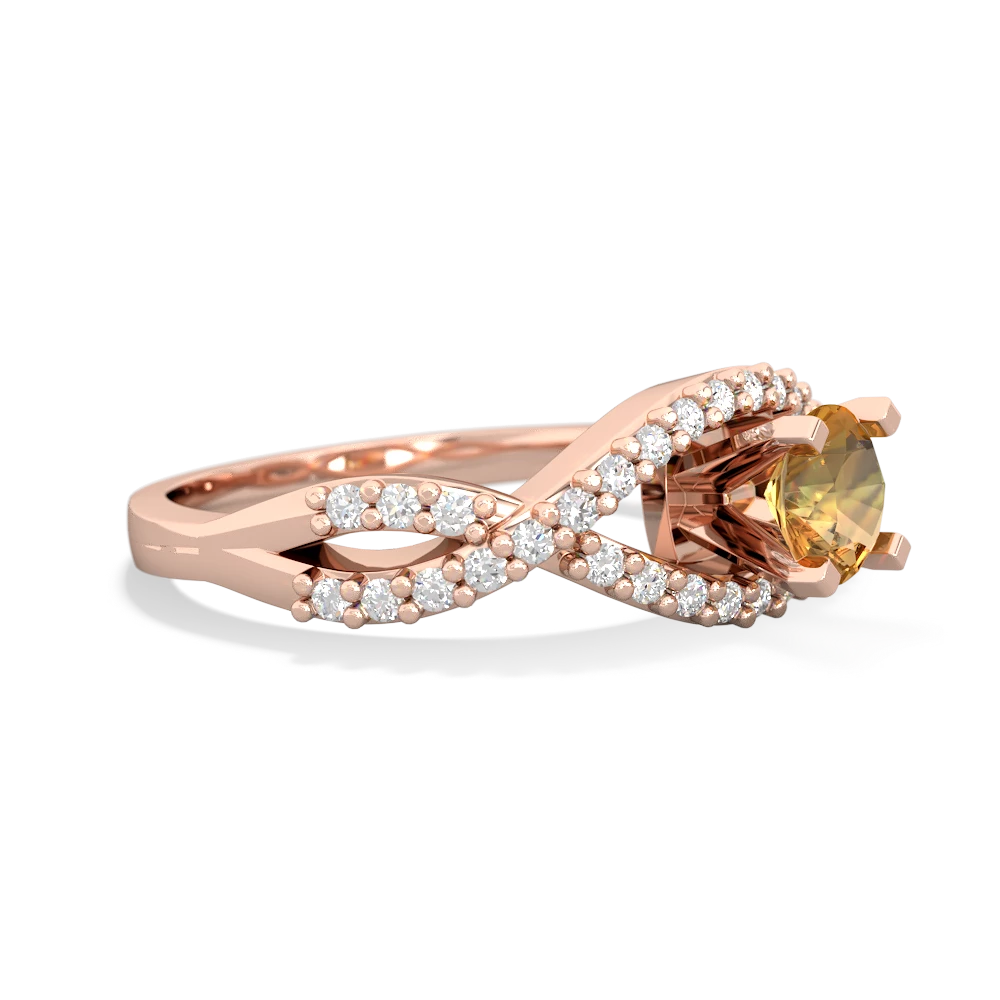 Citrine Diamond Twist 5Mm Round Engagment  14K Rose Gold ring R26405RD