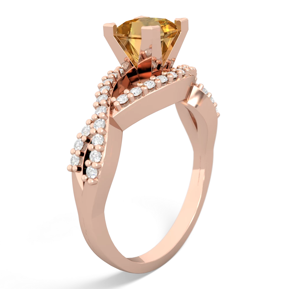 Citrine Diamond Twist 5Mm Square Engagment  14K Rose Gold ring R26405SQ