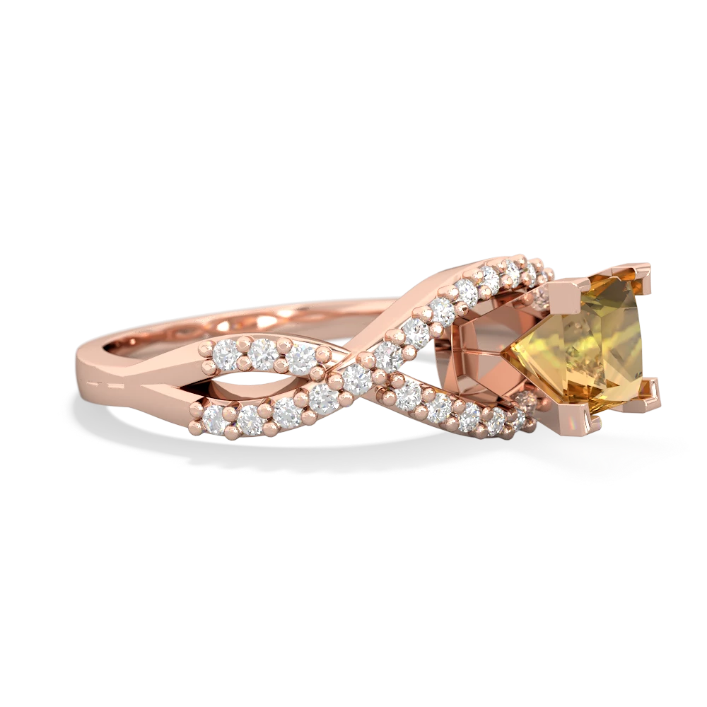 Citrine Diamond Twist 5Mm Square Engagment  14K Rose Gold ring R26405SQ