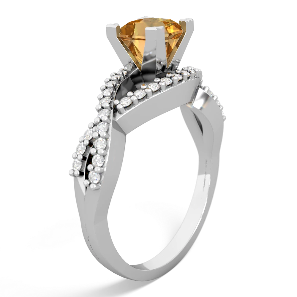 Citrine Diamond Twist 5Mm Square Engagment  14K White Gold ring R26405SQ