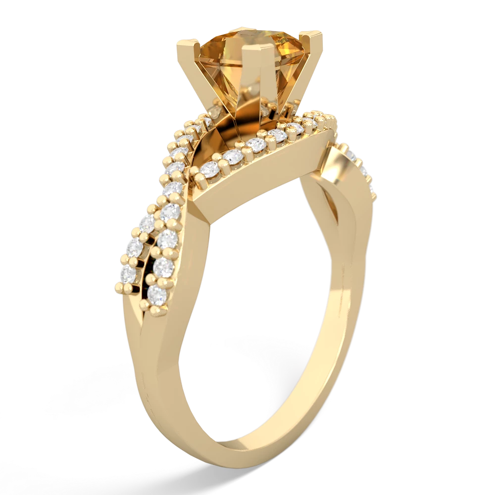 Citrine Diamond Twist 5Mm Square Engagment  14K Yellow Gold ring R26405SQ
